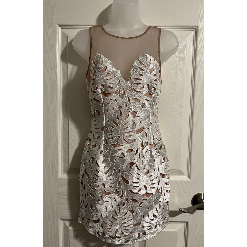 Fashion Nova Bachelorette Beige Neutral Mini Dress Party Girls Night White